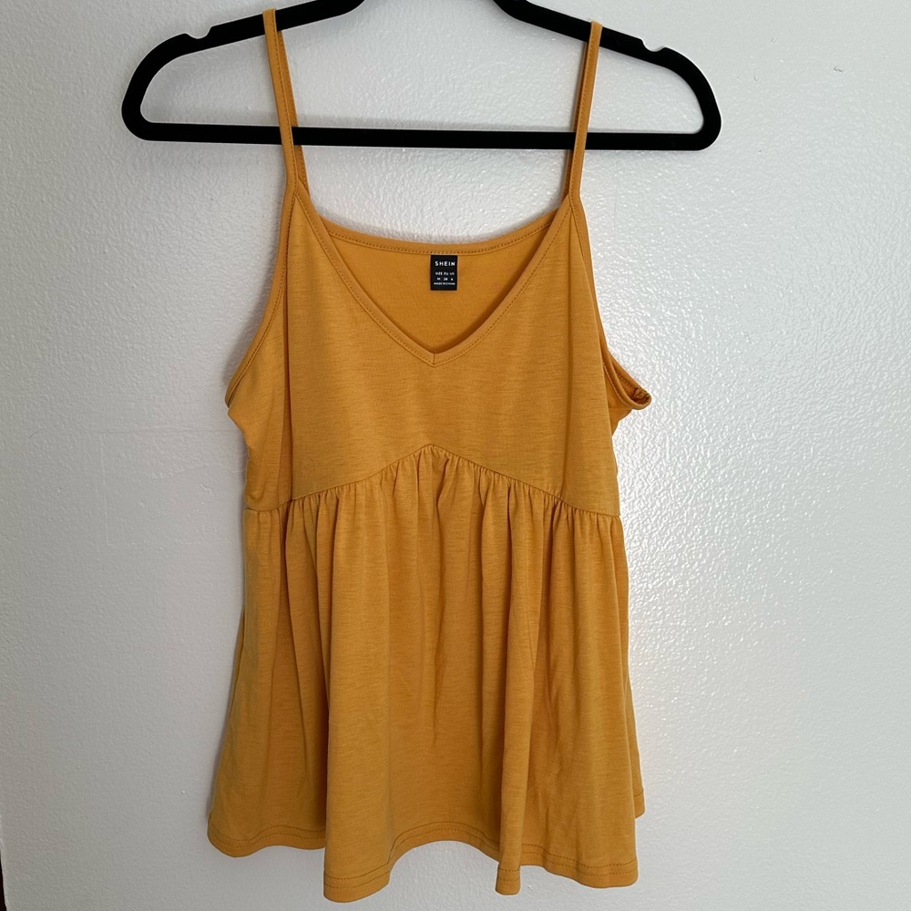 Mustard Yellow Peplum Hem Cami Top Size Medium